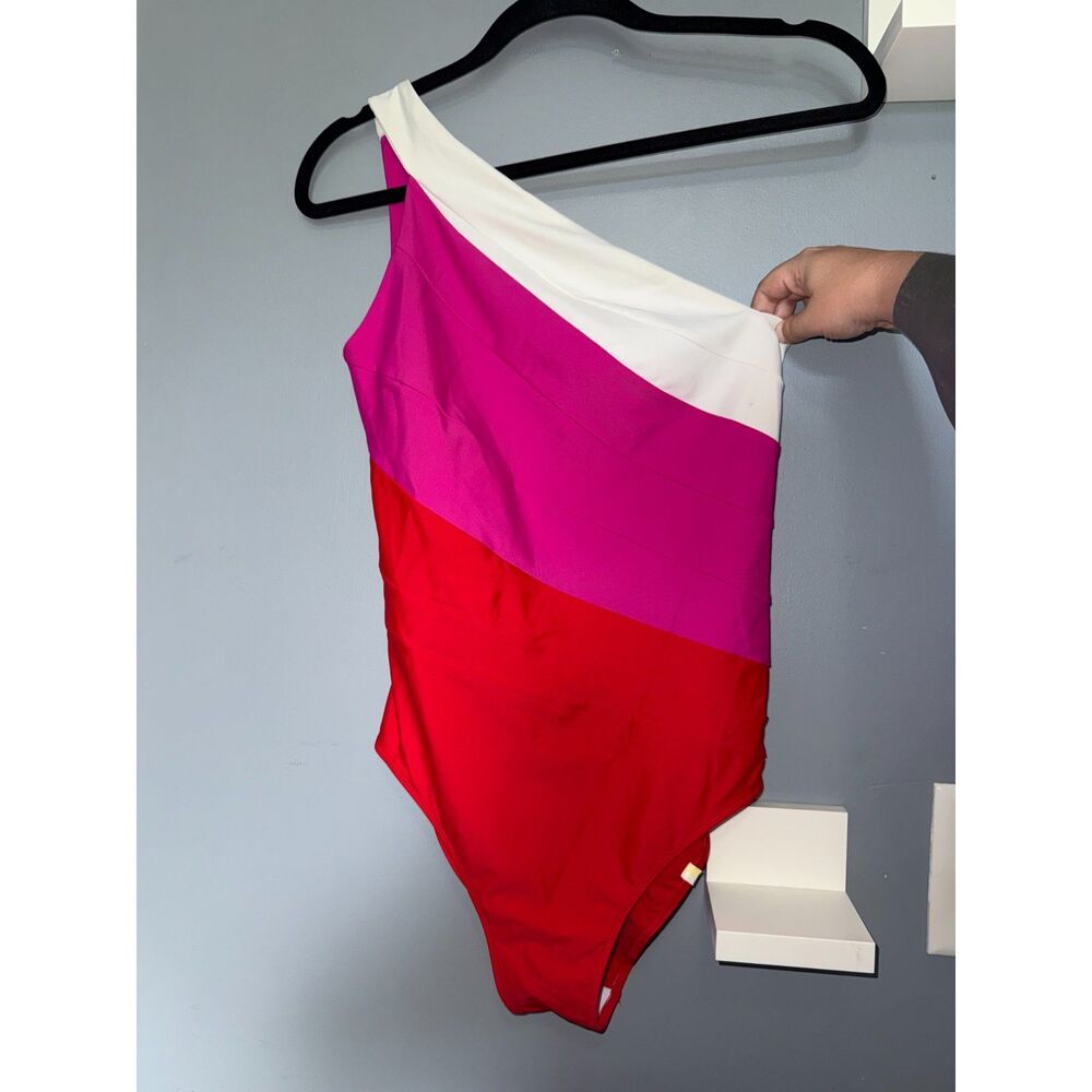 Summersalt Sidestroke Pink, Red & White Colorblock One Piece Swimsuit | Size 8